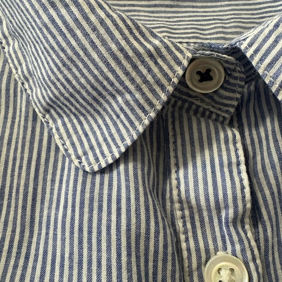 Woman’s J. Crew Lightweight Cotton Blue/White Striped Casual 3/4 Button Down. - Picture 14 of 14